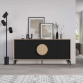 Μπουφές Gora Megapap χρώμα sapphire oak - silky black 180x40x82εκ.