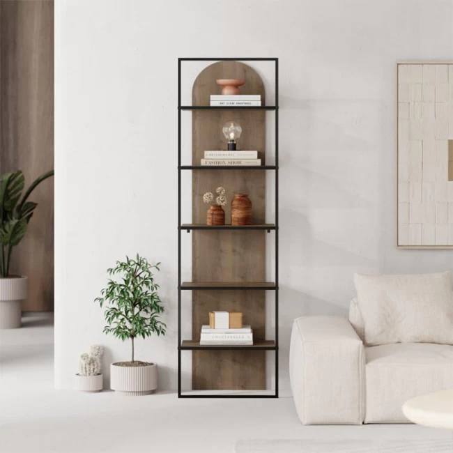 Βιβλιοθήκη Archy Megapap χρώμα ανοιχτό καρυδί 53x31,7x180εκ.