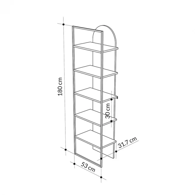 Βιβλιοθήκη Archy Megapap χρώμα ανοιχτό καρυδί 53x31,7x180εκ.