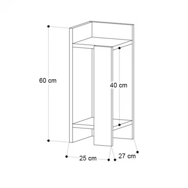 Κομοδίνο Elos Megapap αριστερό χρώμα sapphire oak - ανθρακί 25x27x60εκ.