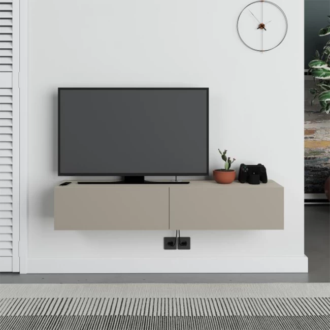 Έπιπλο τηλεόρασης επιτοίχιο Francy Megapap χρώμα sandstone 135x31,7x25εκ.