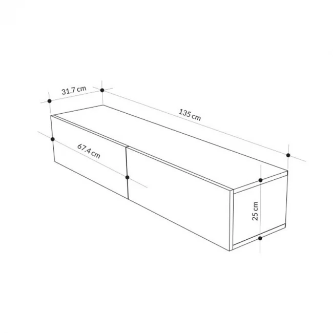 Έπιπλο τηλεόρασης επιτοίχιο Francy Megapap χρώμα sandstone 135x31,7x25εκ.