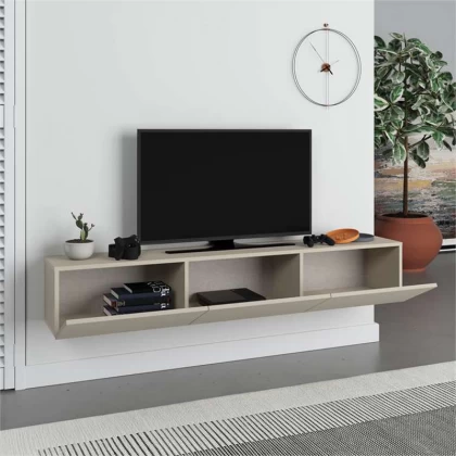 Έπιπλο τηλεόρασης επιτοίχιο Francy Megapap χρώμα sandstone 180x30x30εκ. Έπιπλο τηλεόρασης επιτοίχιο Francy Megapap χρώμα sandstone 180x30x30εκ.