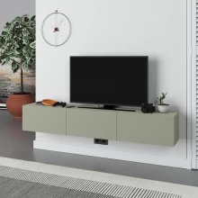 Έπιπλο τηλεόρασης επιτοίχιο Francy Megapap χρώμα ash green 180x30x30εκ.