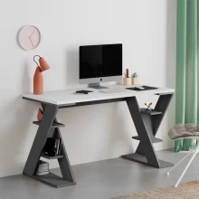 Γραφείο εργασίας Papillon Megapap χρώμα ανθρακί - λευκό 137x60x75εκ