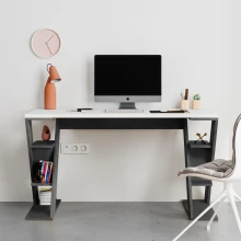 Γραφείο εργασίας Papillon Megapap χρώμα ανθρακί - λευκό 137x60x75εκ