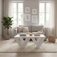 Τραπεζάκι σαλονιού Pipra Megapap χρώμα λευκό 110x60x40εκ.