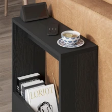 Τραπεζάκι βοηθητικό Simpi Megapap χρώμα black wood 55x20x60εκ.