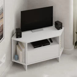 Έπιπλο τηλεόρασης γωνιακό Viva Megapap χρώμα λευκό 95,7x35,4x45εκ.