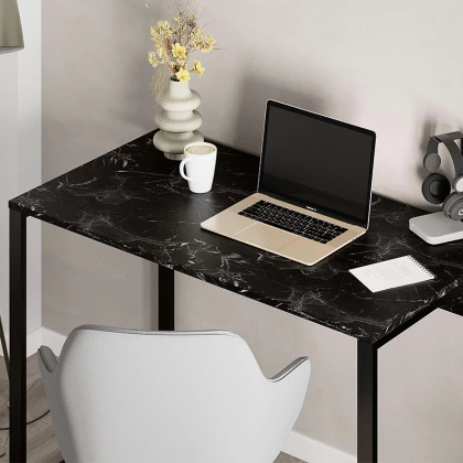 Γραφείο εργασίας Inna Megapap χρώμα μαύρο εφέ μαρμάρου 100x60x75εκ.