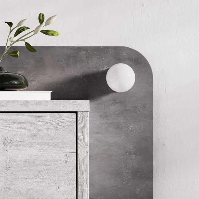 Κομοδίνο επιτοίχιο Dotta Megapap με LED χρώμα λευκό αντικέ - γκρι ρετρό 52x33,6x28εκ.