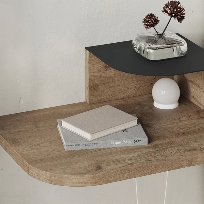 Κομοδίνο επιτοίχιο Luno Megapap με LED χρώμα sepet oak 40x30x16,2εκ.