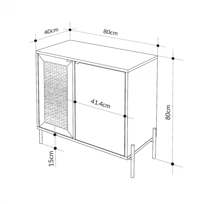 Μπουφές Naive Megapap χρώμα sapphire oak 80x40x80εκ.