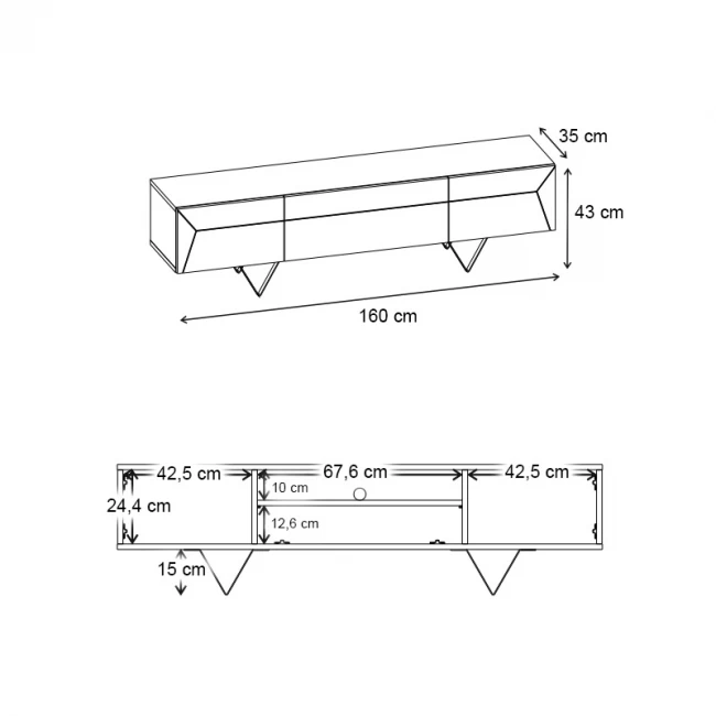 Έπιπλο τηλεόρασης Jacomen Megapap χρώμα sapphire oak 160x35x43εκ.