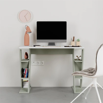 Γραφείο εργασίας Papillon Megapap χρώμα ash green - λευκό 106x50x75εκ