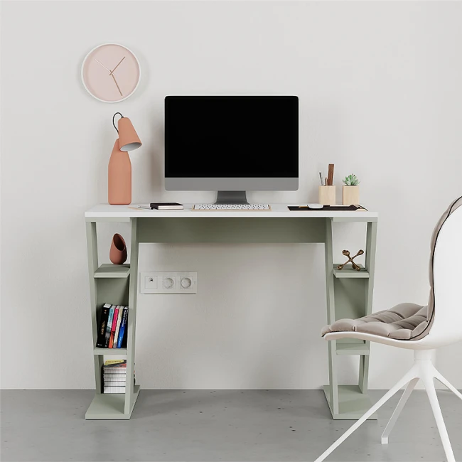 Γραφείο εργασίας Papillon Megapap χρώμα ash green - λευκό 106x50x75εκ