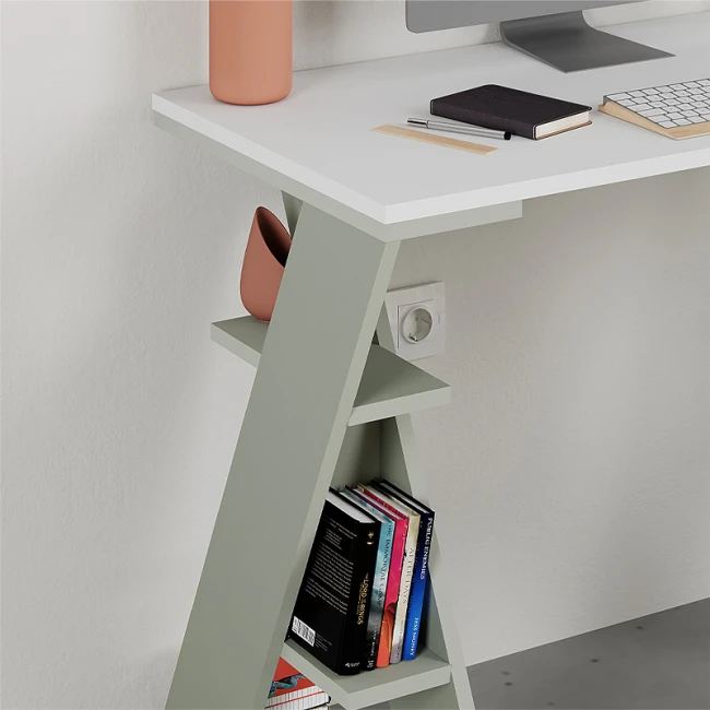 Γραφείο εργασίας Papillon Megapap χρώμα ash green - λευκό 106x50x75εκ