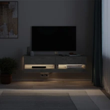 Έπιπλο τηλεόρασης επιτοίχιο Moon Megapap με LED χρώμα γκρι ρετρό 120x33,8x30εκ.