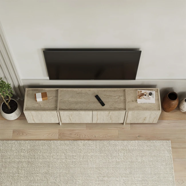Έπιπλο τηλεόρασης Lowen Megapap χρώμα travertine 180x35x46,2εκ.