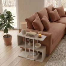Τραπεζάκι βοηθητικό Homia Megapap χρώμα sandstone 56x25x56,5εκ.