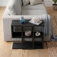Τραπεζάκι βοηθητικό Homia Megapap χρώμα black wood 56x25x56,5εκ.