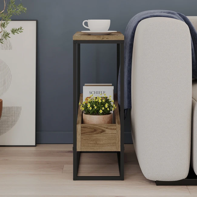 Τραπεζάκι βοηθητικό Lido Megapap χρώμα καρυδί Ud 60x22x62εκ.