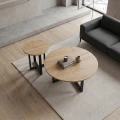 Τραπεζάκι σαλονιού σετ 2 τμχ Mesa Megapap χρώμα sapphire oak Ø90x35,5εκ.