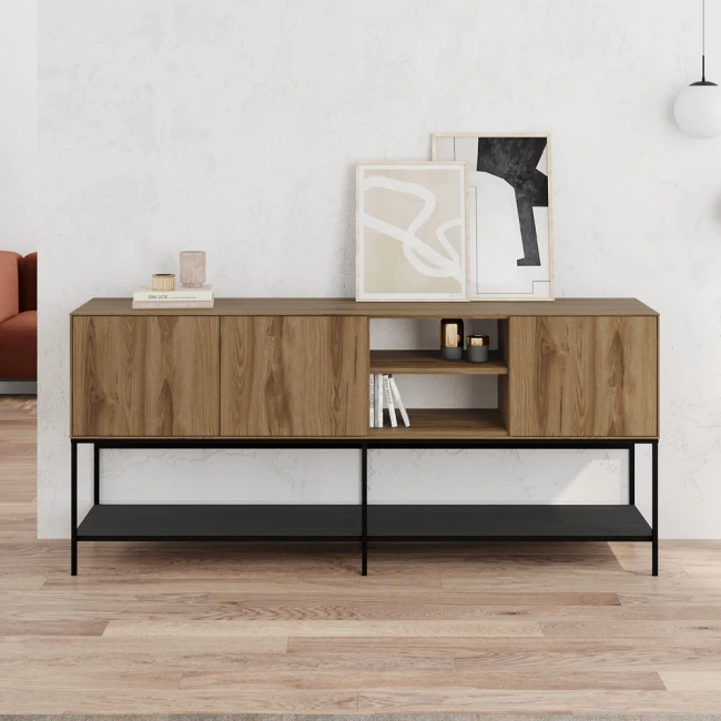 Μπουφές Amira Megapap χρώμα καρυδί Ud - black wood 180x40x80εκ.