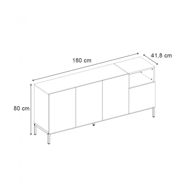 Μπουφές Cailin Megapap χρώμα sepet oak - black wood 180x41,8x80εκ.