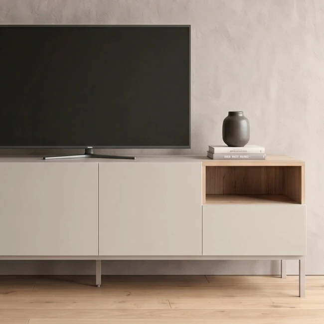 Έπιπλο τηλεόρασης Cailin Megapap χρώμα sandstone - sepet oak 180x41,8x55εκ.