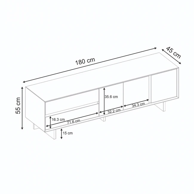 Έπιπλο τηλεόρασης Capri Megapap χρώμα sapphire oak 180x45x55εκ.
