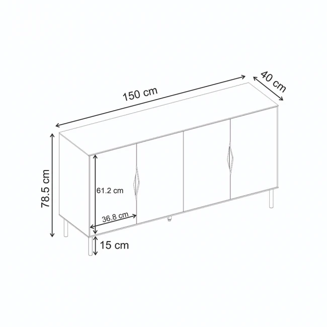 Μπουφές Marquise Megapap χρώμα sandstone 150x40x78,5εκ.