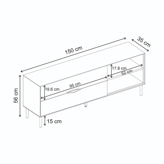 Έπιπλο τηλεόρασης Marquise Megapap χρώμα sandstone 150x35x56εκ.