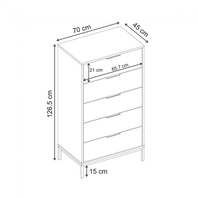 Συρταριέρα Mars Megapap χρώμα καρυδί Ud 70x45x126,5εκ.