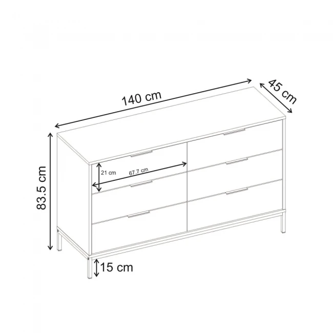 Συρταριέρα Mars Megapap χρώμα καρυδί Ud 140x45x83,5εκ.