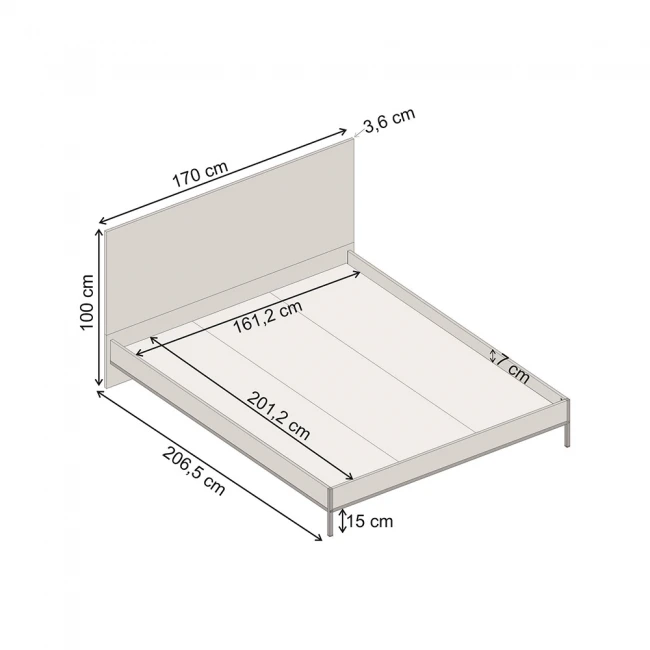 Κρεβάτι Mars Megapap χρώμα καρυδί Ud 160x200εκ.