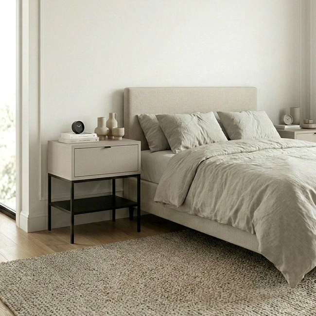 Κομοδίνο Melis Megapap χρώμα sandstone 45x35x56,4εκ.