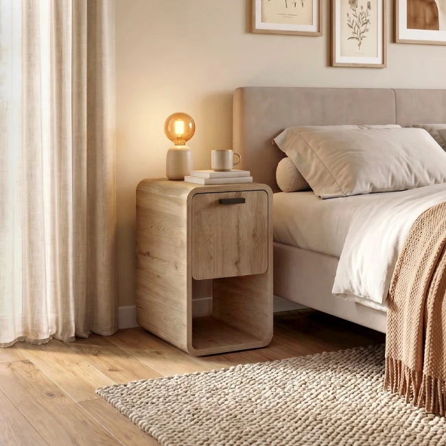 Τραπεζάκι βοηθητικό - Κομοδίνο Rovel Megapap χρώμα sepet oak 30x39x50,5εκ.