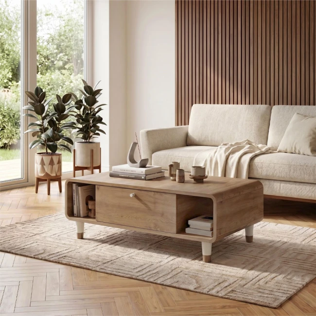 Τραπεζάκι σαλονιού Doro Megapap χρώμα sepet oak 100x60x34,6εκ.