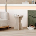Τραπεζάκι βοηθητικό Lisa Megapap χρώμα travertine Ø40x51,8εκ.