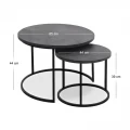 Τραπεζάκι σαλονιού σετ 2 τμχ Gary Megapap Mdf - μεταλλικό χρώμα σκούρο γκρι σκυροδέματος 65x65x44εκ.
