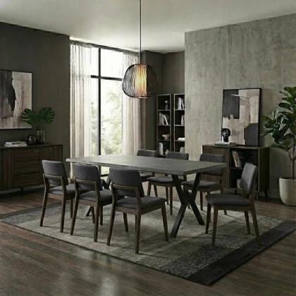 Τραπέζι Walter Megapap Mdf - μεταλλικό χρώμα σκούρο γκρι σκυροδέματος 200x100x75εκ.