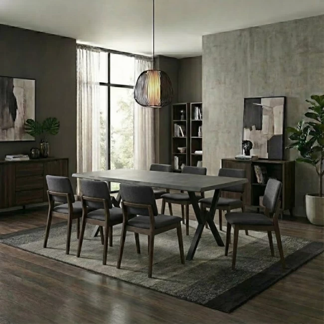 Τραπέζι Walter Megapap Mdf - μεταλλικό χρώμα σκούρο γκρι σκυροδέματος 200x100x75εκ.