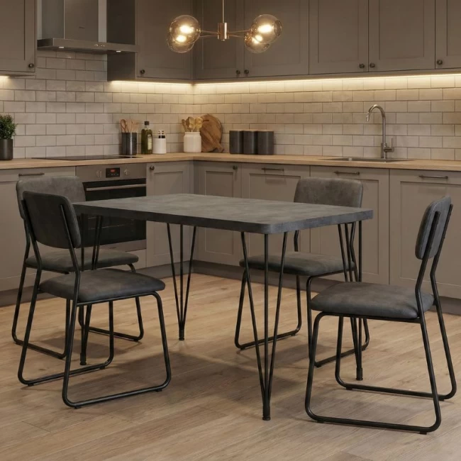 Τραπέζι Roger Megapap Mdf - μεταλλικό χρώμα σκούρο γκρι σκυροδέματος 120x70x75εκ.