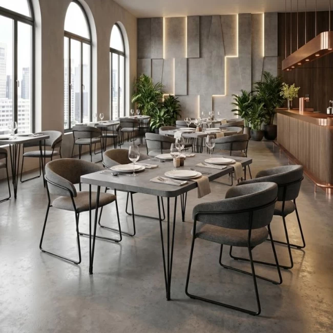 Τραπέζι Roger Megapap Mdf - μεταλλικό χρώμα σκούρο γκρι σκυροδέματος 120x70x75εκ.