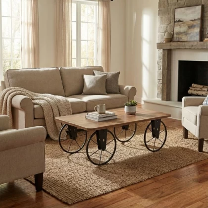 Τραπεζάκι σαλονιού Jemmy Megapap Mdf - μεταλλικό χρώμα ακακίας 90x55x33εκ.