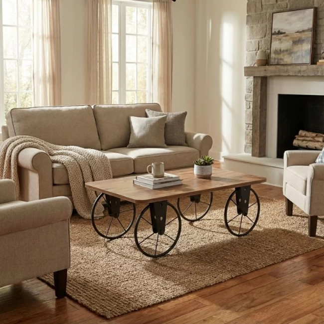 Τραπεζάκι σαλονιού Jemmy Megapap Mdf - μεταλλικό χρώμα ακακίας 90x55x33εκ.