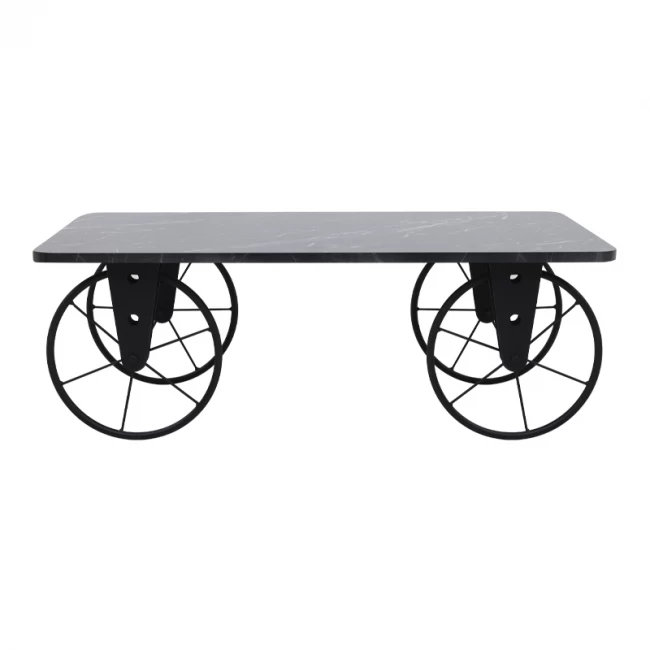 Τραπεζάκι σαλονιού Jemmy Megapap Mdf - μεταλλικό χρώμα μαύρο εφέ μαρμάρου 90x55x33εκ.