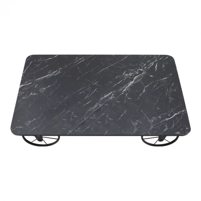 Τραπεζάκι σαλονιού Jemmy Megapap Mdf - μεταλλικό χρώμα μαύρο εφέ μαρμάρου 90x55x33εκ.