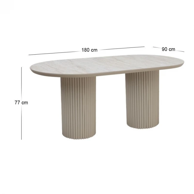 Τραπέζι Hazar Megapap Mdf χρώμα travertine - sandstone 180x90x77εκ.